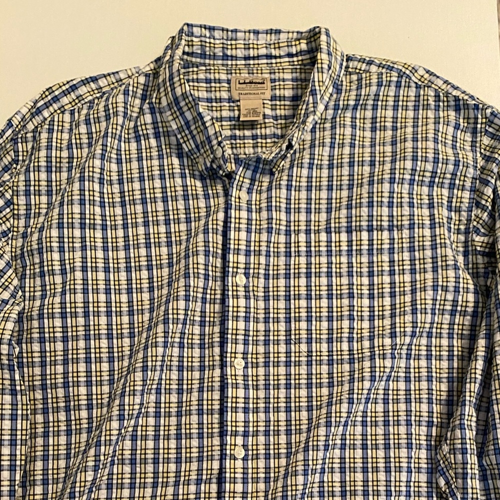 Llbean Organic Cotton Mens shirt (Seer sucker)